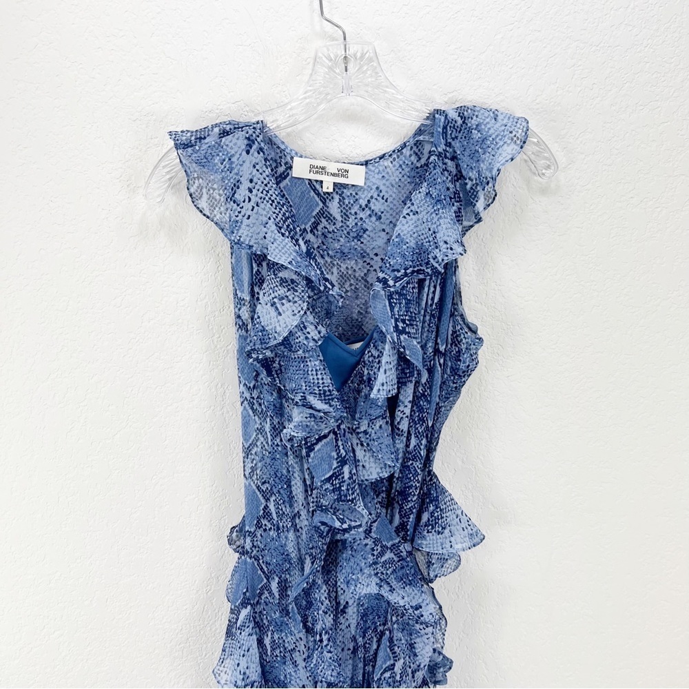 Diane Von Furstenberg Dvf Lacey Python Denim Blue… - image 7
